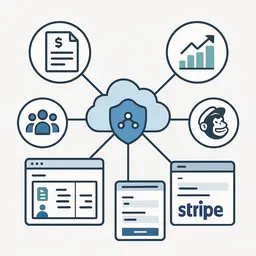 Une illustration d'API connectant des services cloud sécurisés.
