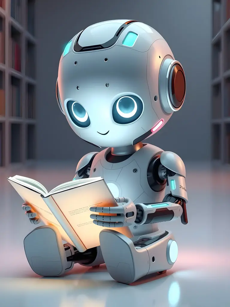Robot avec un livre en phase d'apprentissage
